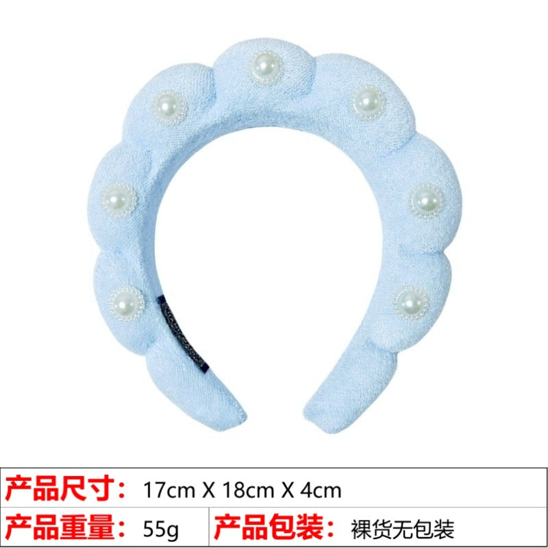 European and American cross-border hot-selling high-top hair accessories for women to wash their faces and bathe, cloud sponge headbands for makeup removal and hair ties