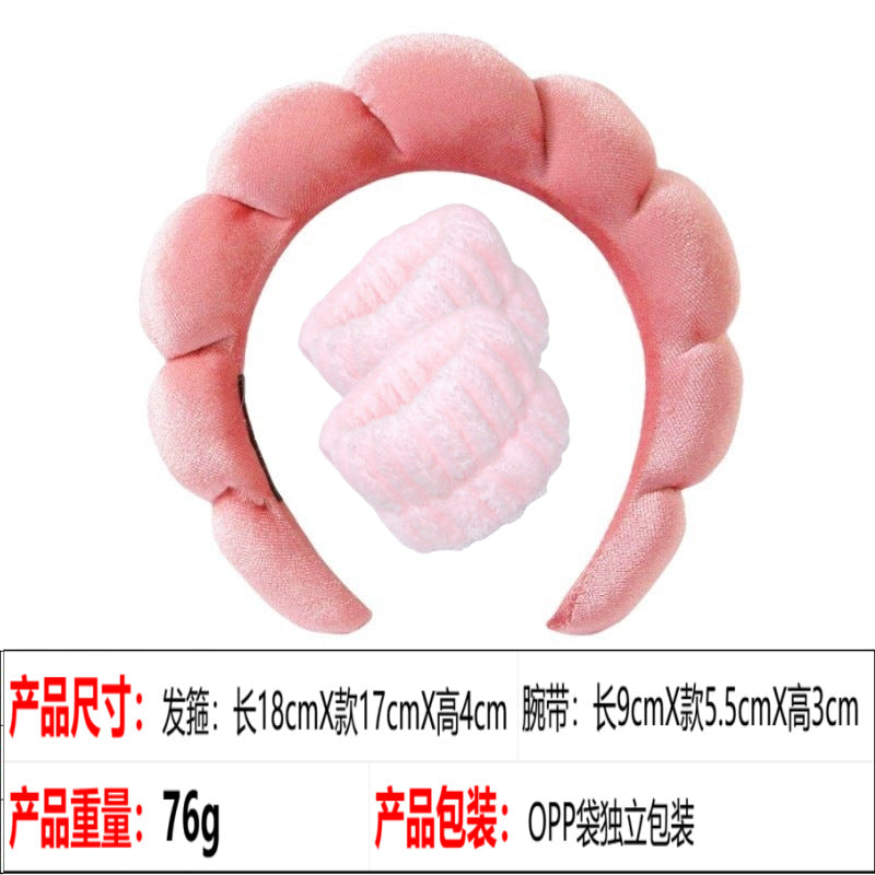 European and American cross-border hot-selling high-top hair accessories for women to wash their faces and bathe, cloud sponge headbands for makeup removal and hair ties