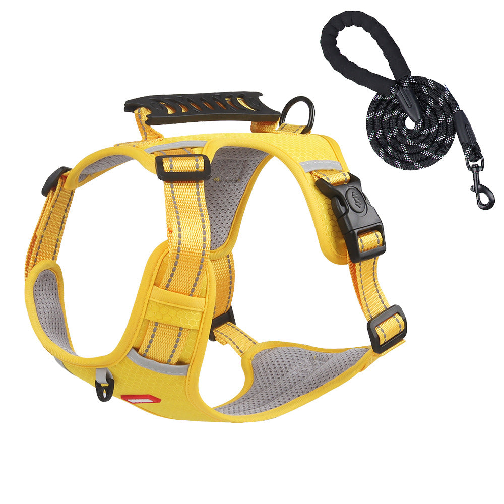 Cross-border new pet chest harness vest-style reflective large dog chest harness explosion-proof dog traction rope wholesale