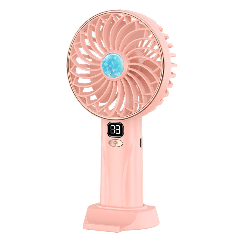 Handheld spray small fan water replenishment humidification student desktop digital display light sound brushless charging refrigeration water spray cooling fan