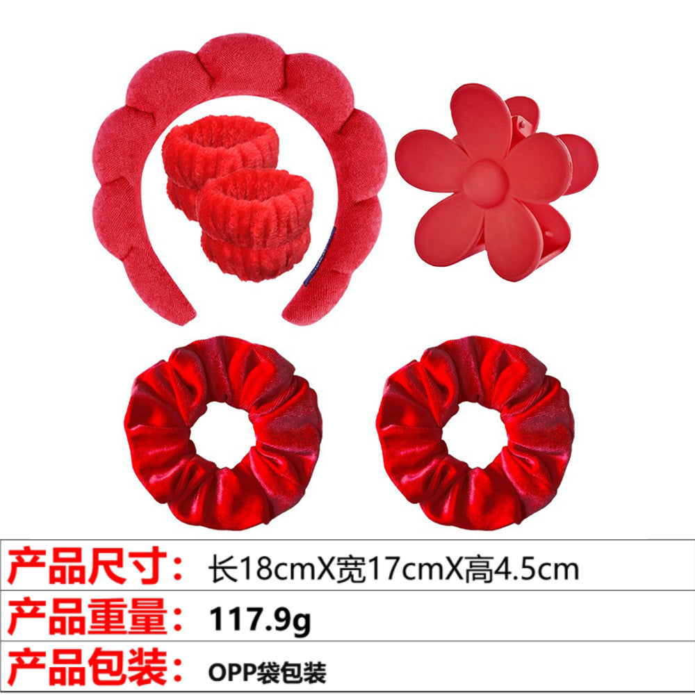 European and American cross-border hot-selling high-top hair accessories for women to wash their faces and bathe, cloud sponge headbands for makeup removal and hair ties