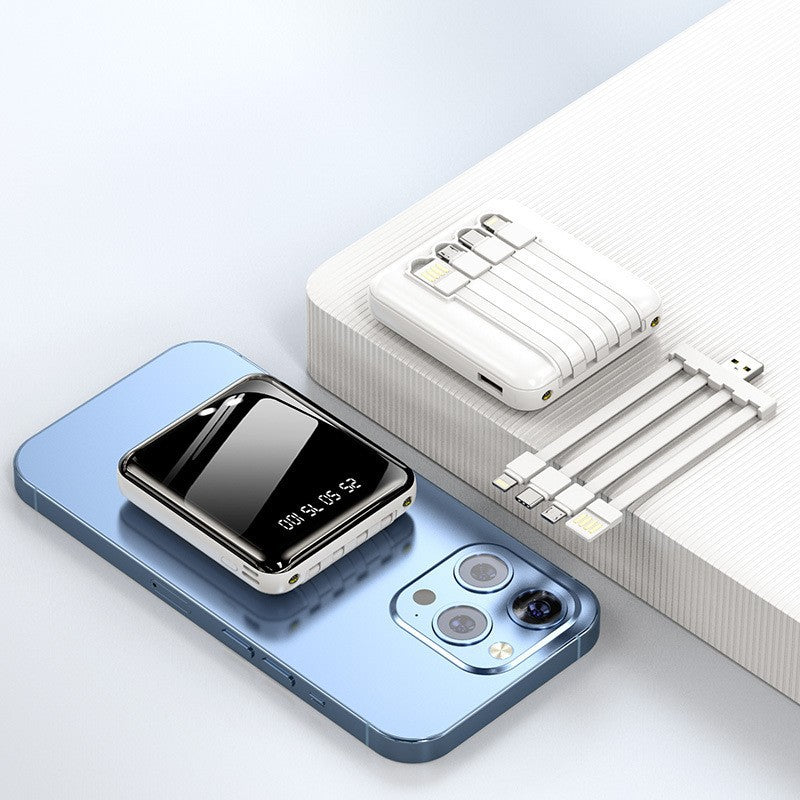 Mini power bank with built-in cable 20000 mAh large capacity small and convenient gift mobile power wholesale printing