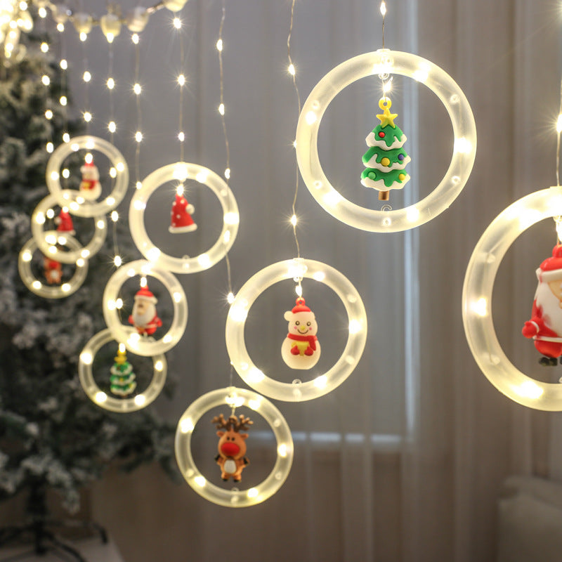 New Cross-border Christmas Light String Unicorn Curtain Light Christmas Cartoon Modeling Light LED Lantern Room Decoration