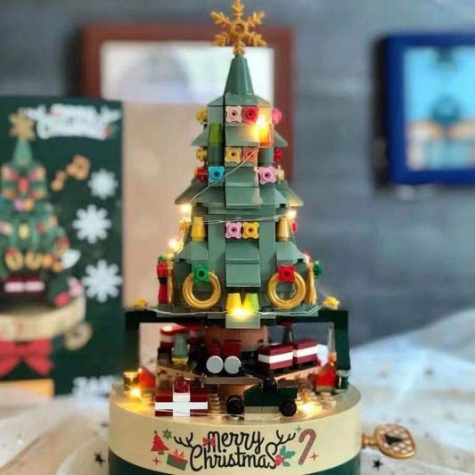 Jiaqi 1302 compatible with Lego colorful Christmas tree rotating music box Christmas building blocks Christmas gift t