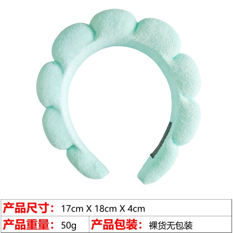 European and American cross-border hot-selling high-top hair accessories for women to wash their faces and bathe, cloud sponge headbands for makeup removal and hair ties