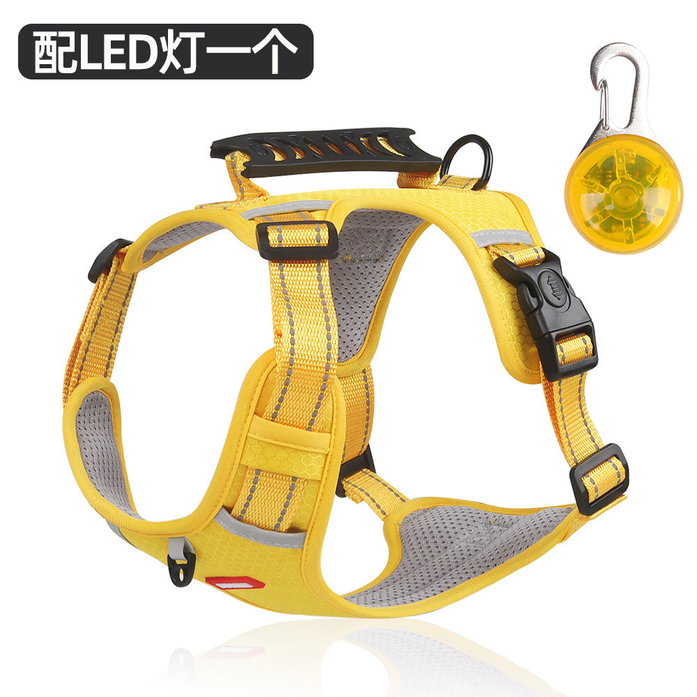 Cross-border new pet chest harness vest-style reflective large dog chest harness explosion-proof dog traction rope wholesale