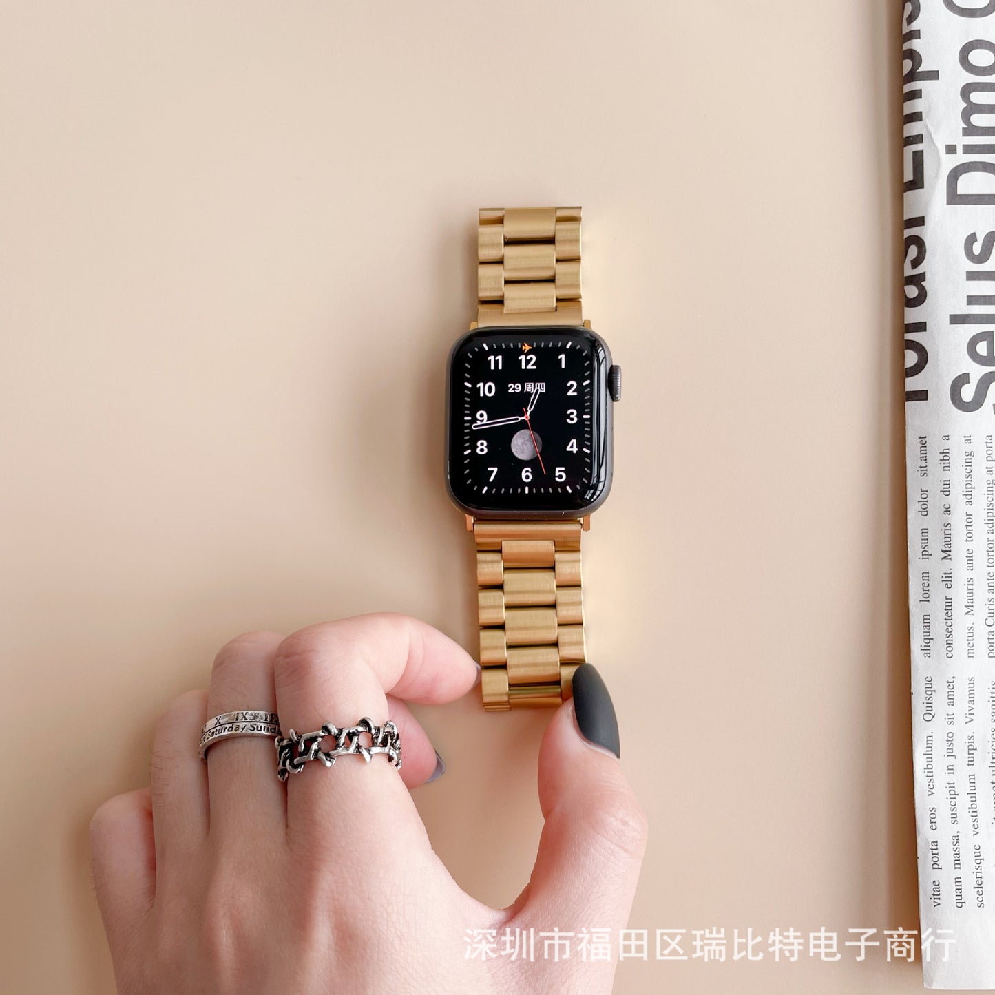 Suitable for Apple Watch 7 Apple Watch iwatch654321SE Metal Strap Stainless Steel Strap Chain