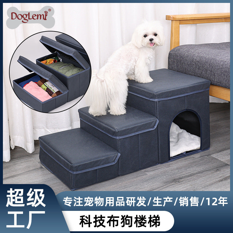 Foldable storage pet dog stairs steps bed sofa puppy climbing ladder pet supplies stairs