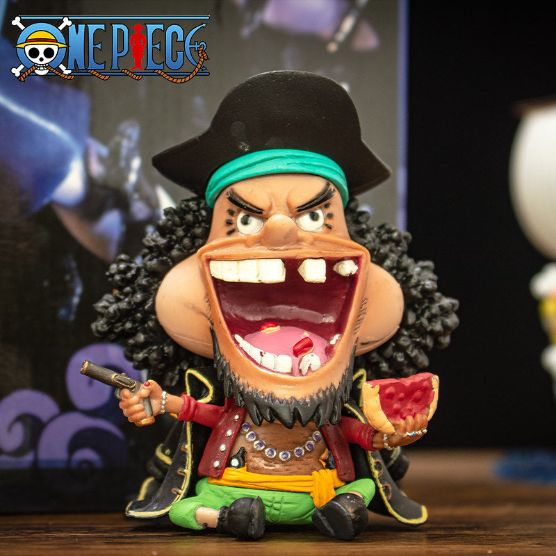 Q version of One Piece Big Head Luffy Zoro Chopper Ace Empress hand-made GK sitting doll blind box anime ornaments