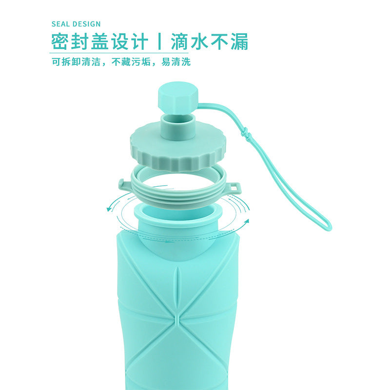 Cross-border silicone foldable water cup portable outdoor sports water cup travel coffee cup high temperature resistant and anti-fall silicone kettle