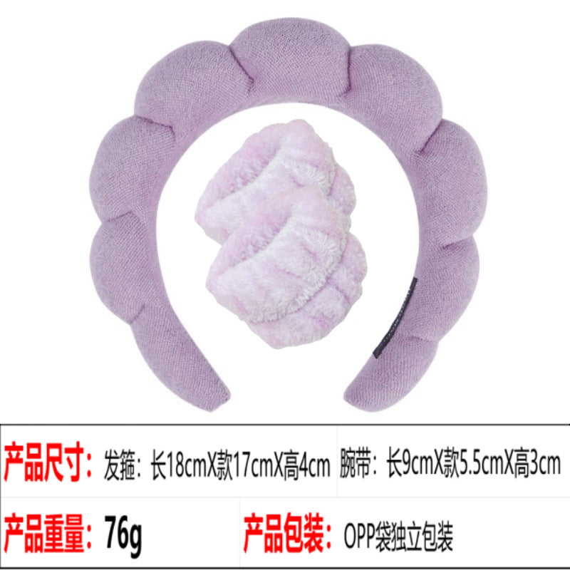 European and American cross-border hot-selling high-top hair accessories for women to wash their faces and bathe, cloud sponge headbands for makeup removal and hair ties