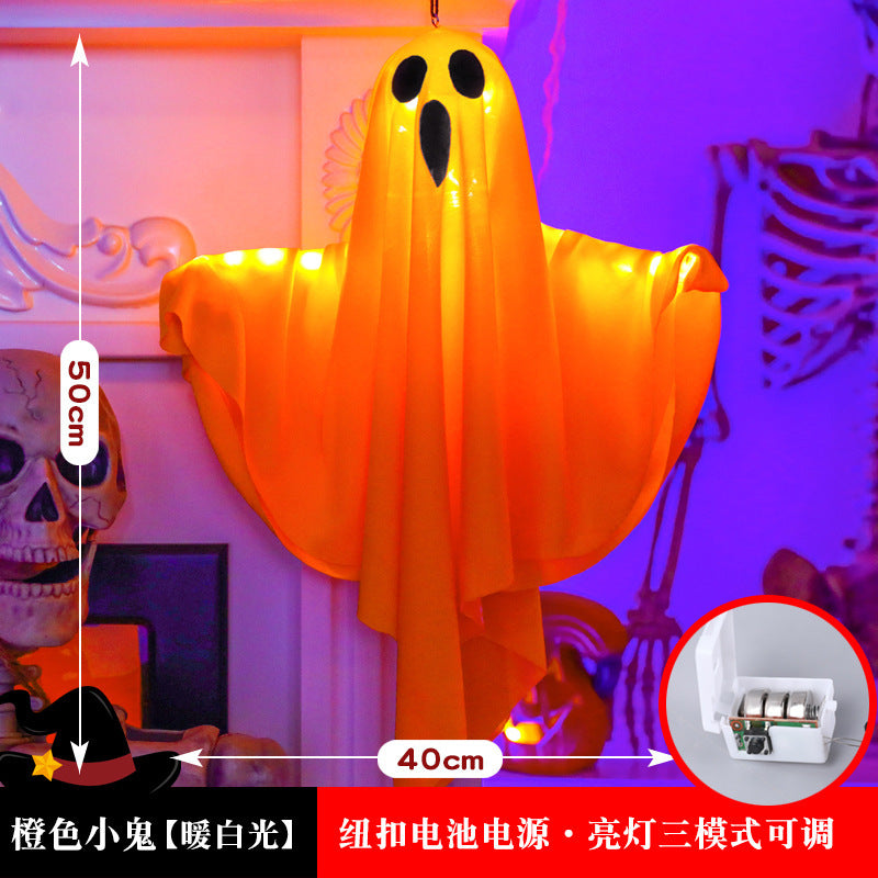 Halloween decoration LED hanging lamp glowing white ghost DIY modeling lamp horror indoor party layout atmosphere lamp