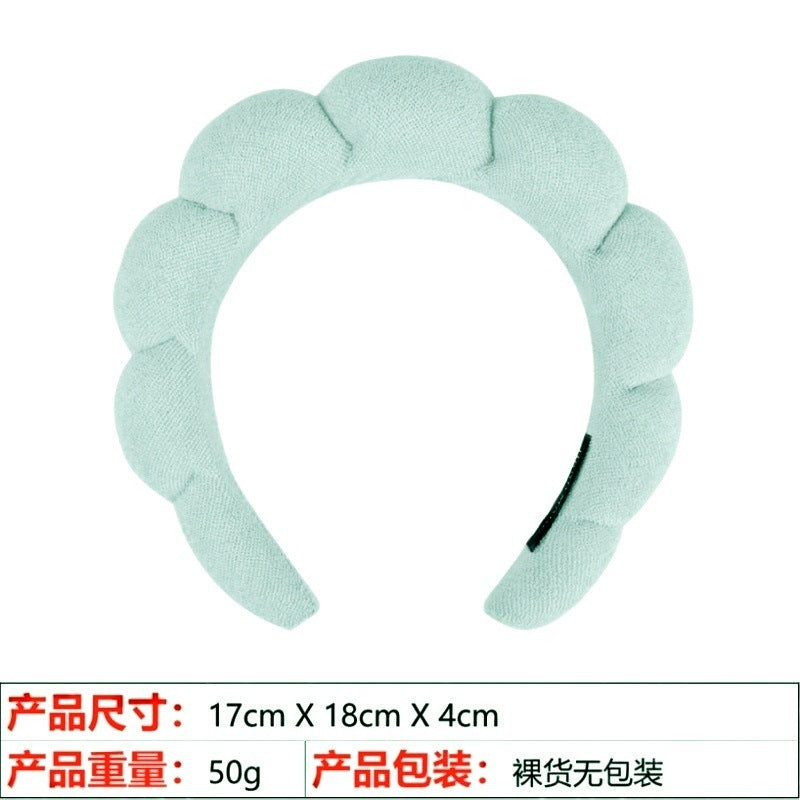 European and American cross-border hot-selling high-top hair accessories for women to wash their faces and bathe, cloud sponge headbands for makeup removal and hair ties