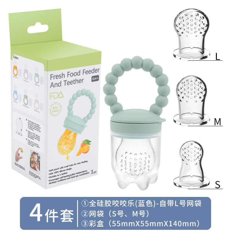 Cross-border hot-selling baby fruit food supplement artifact food grade silicone fruit and vegetable bite baby pacifier teether wholesale