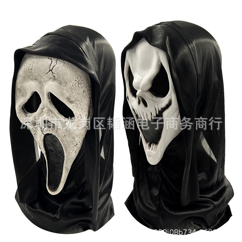 Screaming mask cos horror skull headgear metamorphosis horror white ghost face ghost festival halloween head cash