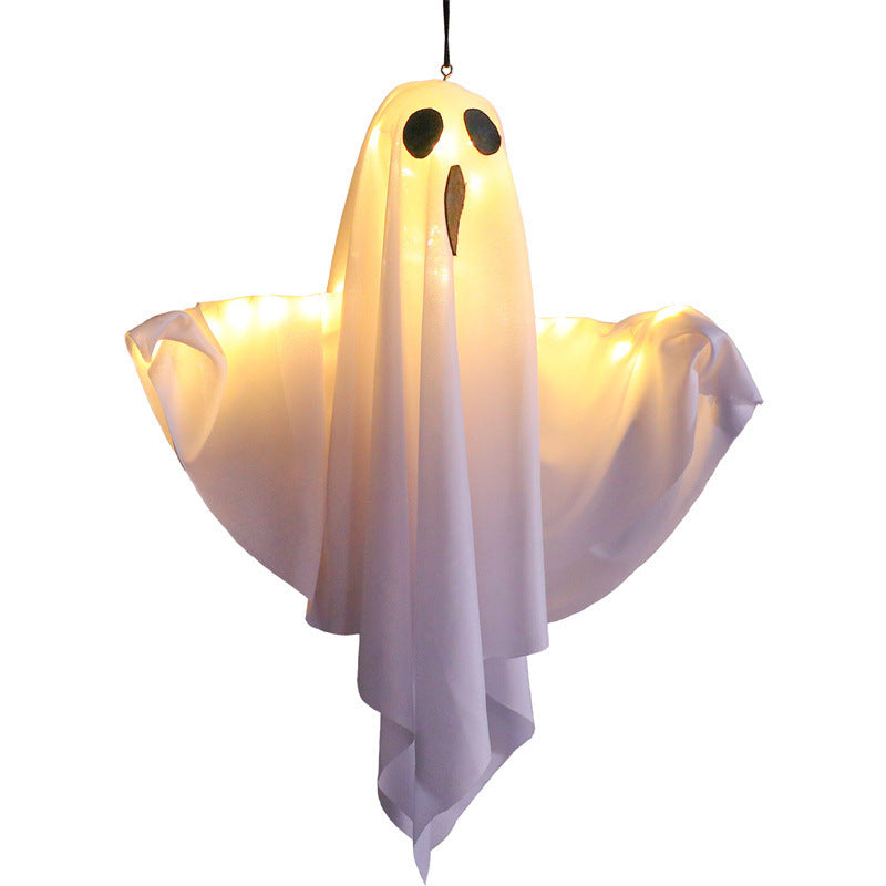 Halloween decoration LED hanging lamp glowing white ghost DIY modeling lamp horror indoor party layout atmosphere lamp