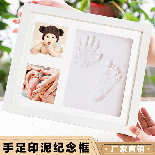 Hot sale baby hand and foot seal mud photo frame pet paw print hollow memorial frame wall hanging table baby DIY photo frame