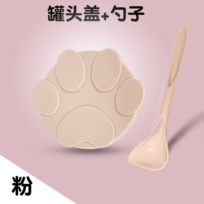 Pet cat can lid feeding spoon separate silicone lid dog cat sealing lid food spoon universal sealing lid