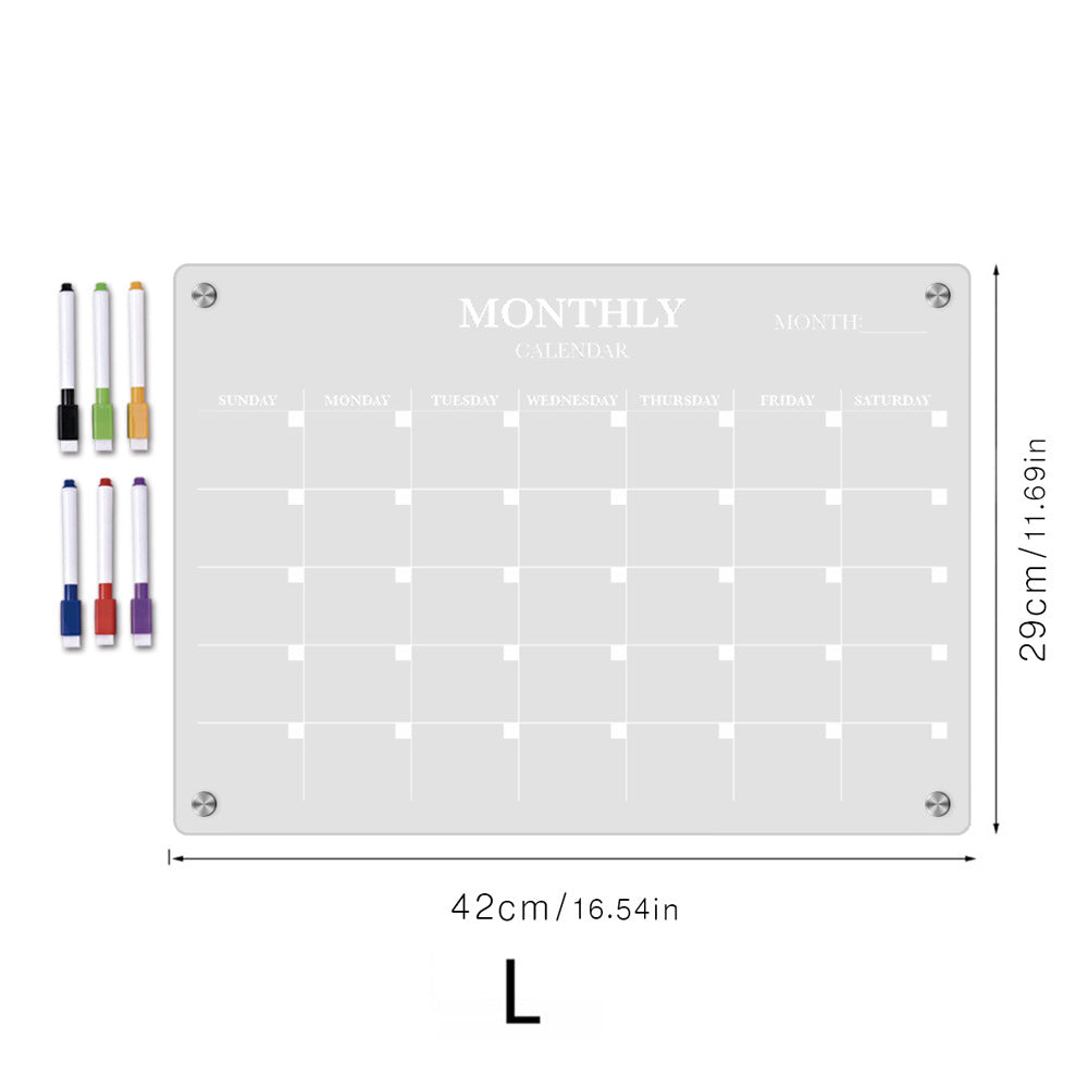 TYU370 Monthly Plan Message Board Magnetic Refrigerator Decoration Magnetic Plan Board Transparent Acrylic Magnetic Note Board