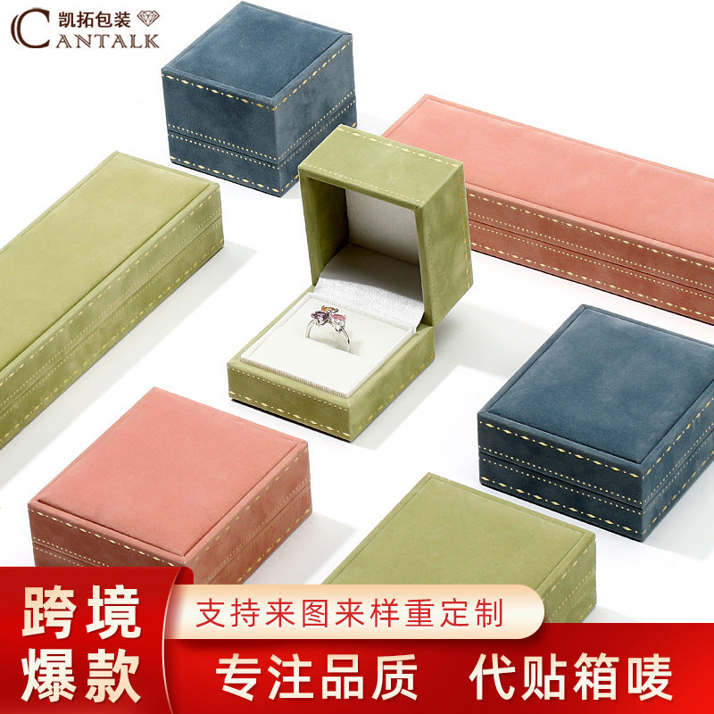 Cross-border right angle jewelry packaging box gold edge high-grade ring pendant bracelet box velvet jewelry storage jewelry box