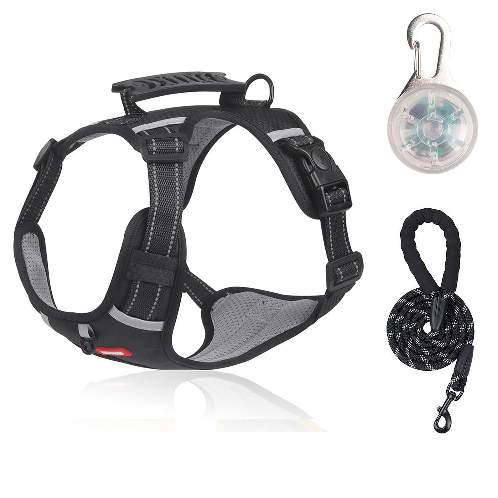 Cross-border new pet chest harness vest-style reflective large dog chest harness explosion-proof dog traction rope wholesale