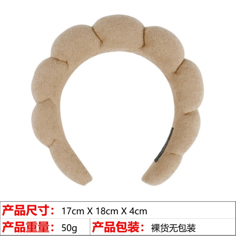 European and American cross-border hot-selling high-top hair accessories for women to wash their faces and bathe, cloud sponge headbands for makeup removal and hair ties