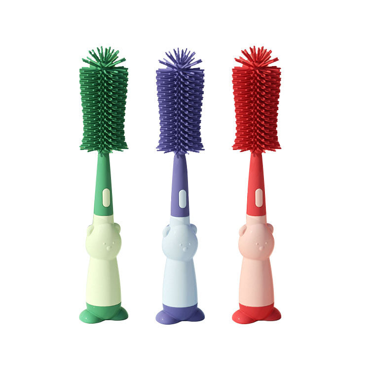 Cross-border special food grade silicone bottle brush portable three-in-one multi-functional cleaning brush straw baby bottle brush