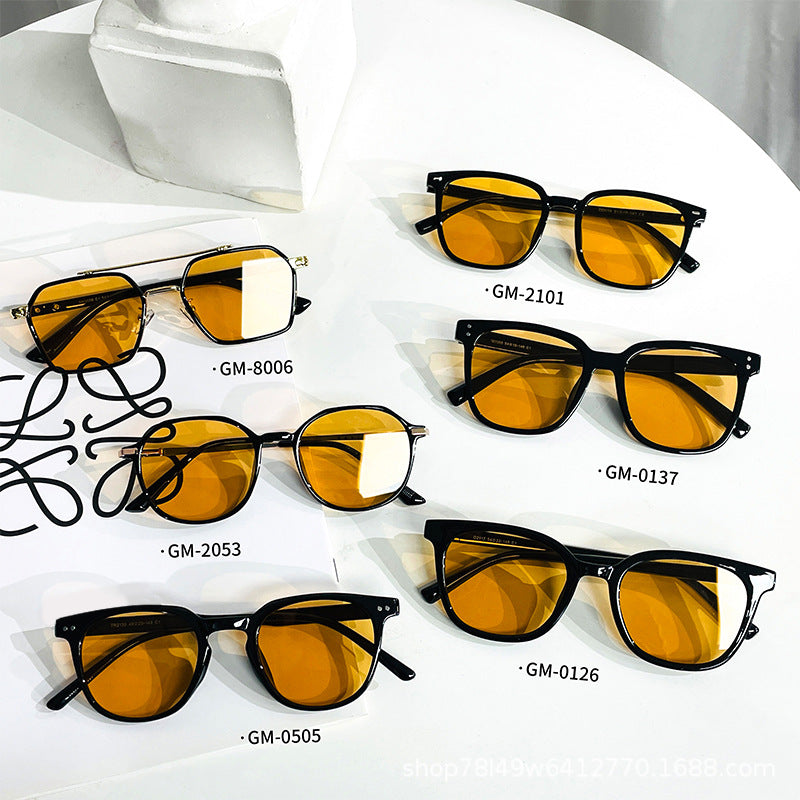 2023 new gm same style brown sunglasses TR90 female vibrato xiaohongshu same style summer sun protection sunglasses