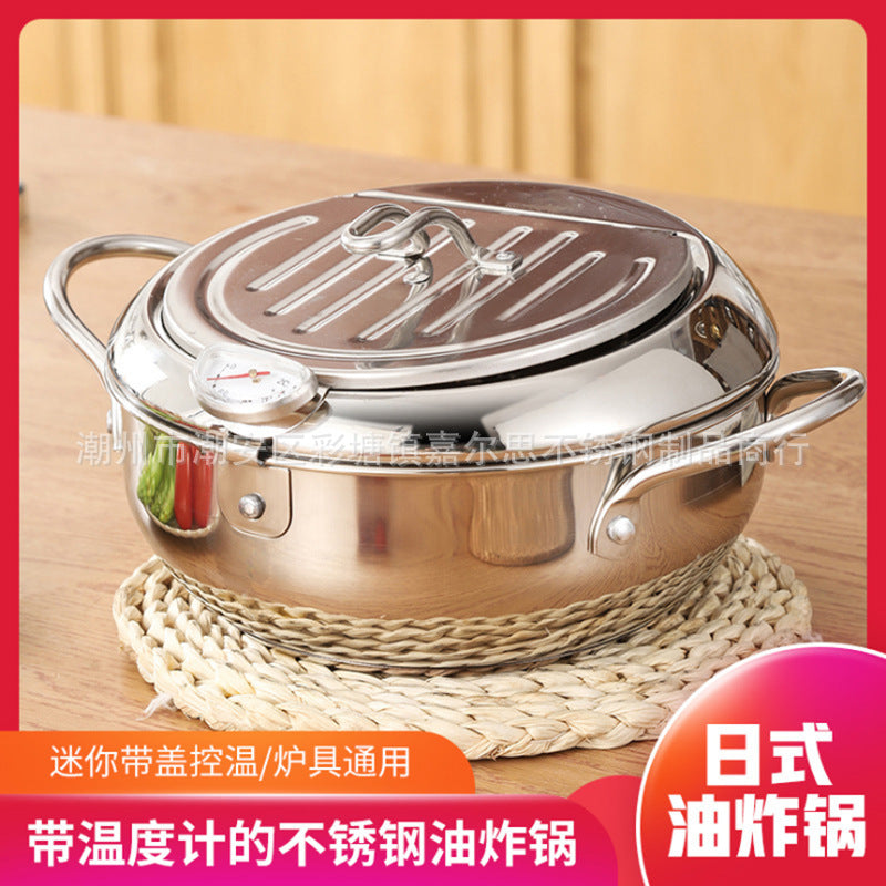 304 stainless steel frying pan tempura frying pan household temperature controllable frying pan oil saving source manufacturer with filter