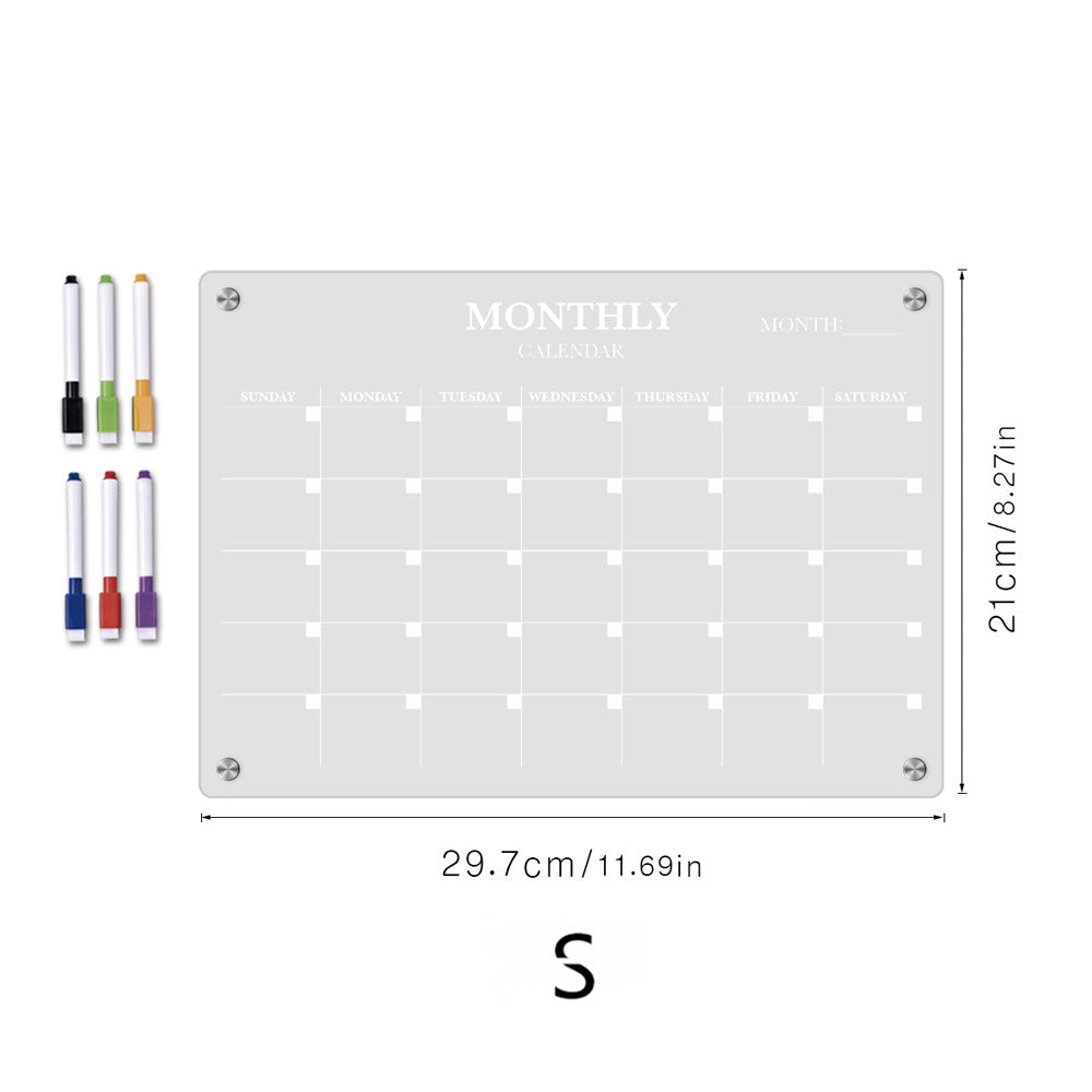 TYU370 Monthly Plan Message Board Magnetic Refrigerator Decoration Magnetic Plan Board Transparent Acrylic Magnetic Note Board