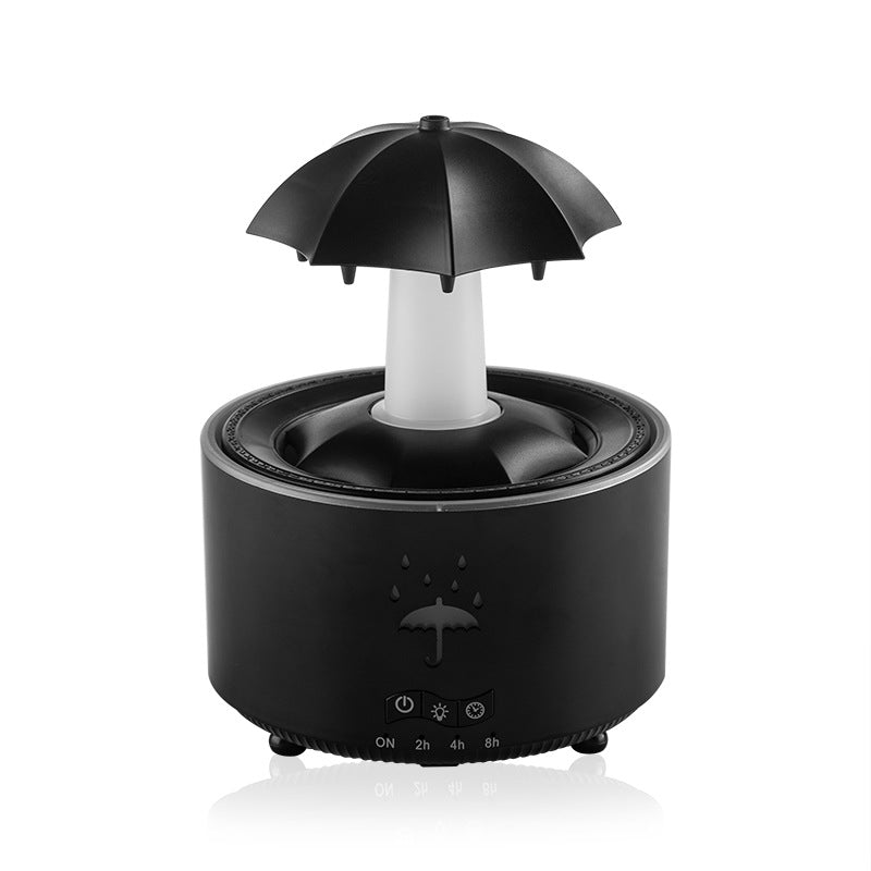 New rotating umbrella water drop humidifier household large fog desktop colorful light remote control aromatherapy machine cross-border