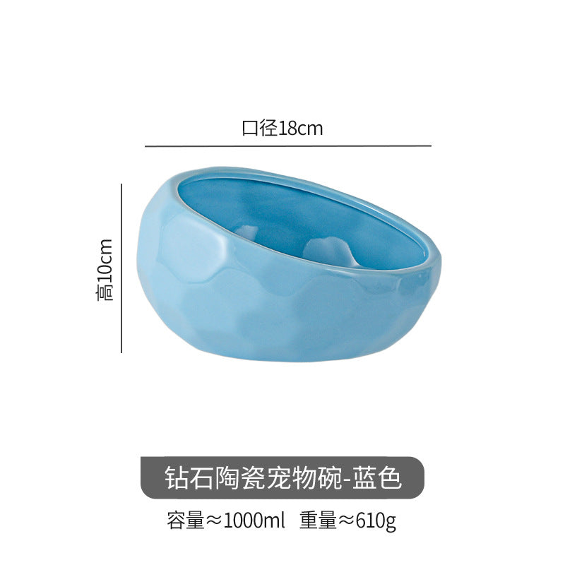 Pet bowl oblique cat bowl food bowl dog bowl French bucket food bowl large capacity high foot oblique bowl large dog ceramic bowl