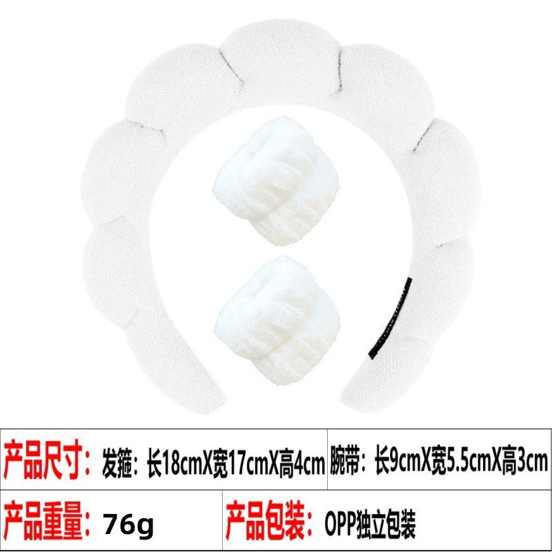 European and American cross-border hot-selling high-top hair accessories for women to wash their faces and bathe, cloud sponge headbands for makeup removal and hair ties