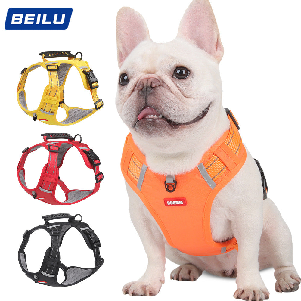 Cross-border new pet chest harness vest-style reflective large dog chest harness explosion-proof dog traction rope wholesale