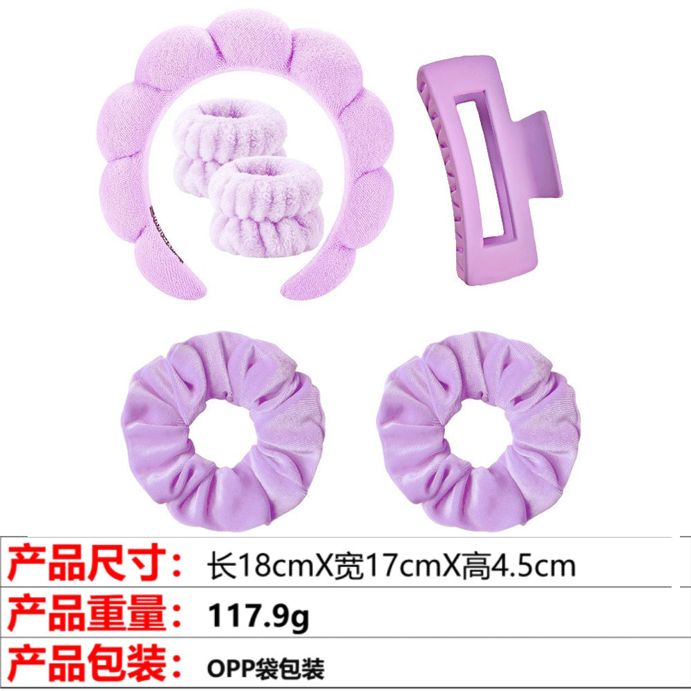 European and American cross-border hot-selling high-top hair accessories for women to wash their faces and bathe, cloud sponge headbands for makeup removal and hair ties