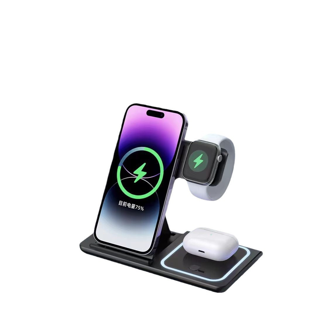 New wireless charger 3 in 1 fast charging stand foldable for Qi mobile phone earphone watch