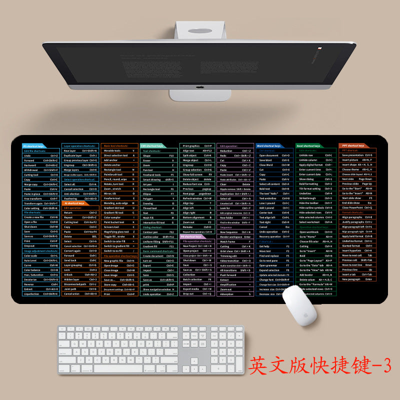 English shortcut key cross-border mouse pad Japanese Thai Vietnamese version shortcut key super large thick desk pad wholesale