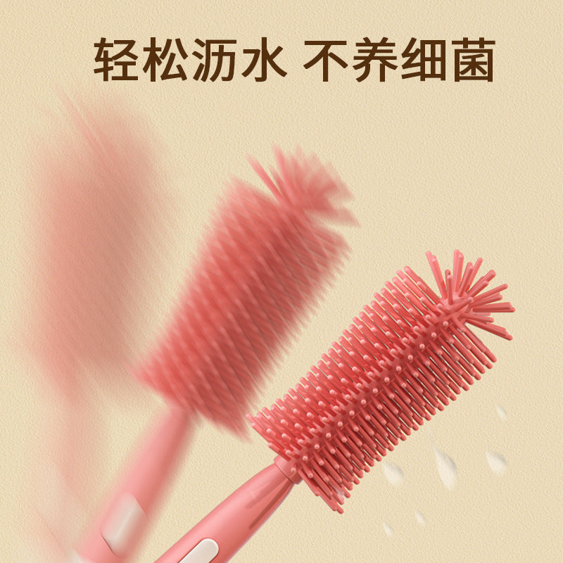 Cross-border special food grade silicone bottle brush portable three-in-one multi-functional cleaning brush straw baby bottle brush