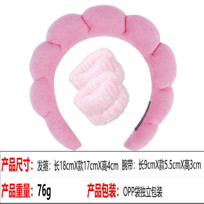 European and American cross-border hot-selling high-top hair accessories for women to wash their faces and bathe, cloud sponge headbands for makeup removal and hair ties