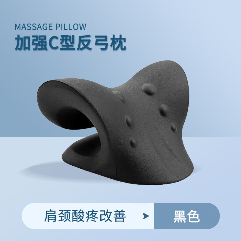 C-shaped pillow cervical massage pillow neck corrector traction support massage pillow acupressure rich sports health care protective gear