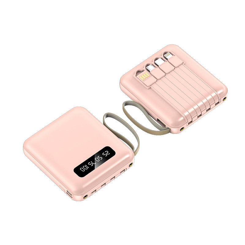 Mini power bank with built-in cable 20000 mAh large capacity small and convenient gift mobile power wholesale printing