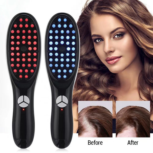 Cross-border electric massage comb, anti-hair loss meridian head massager, light therapy hair care comb, colored light hair salon massage comb