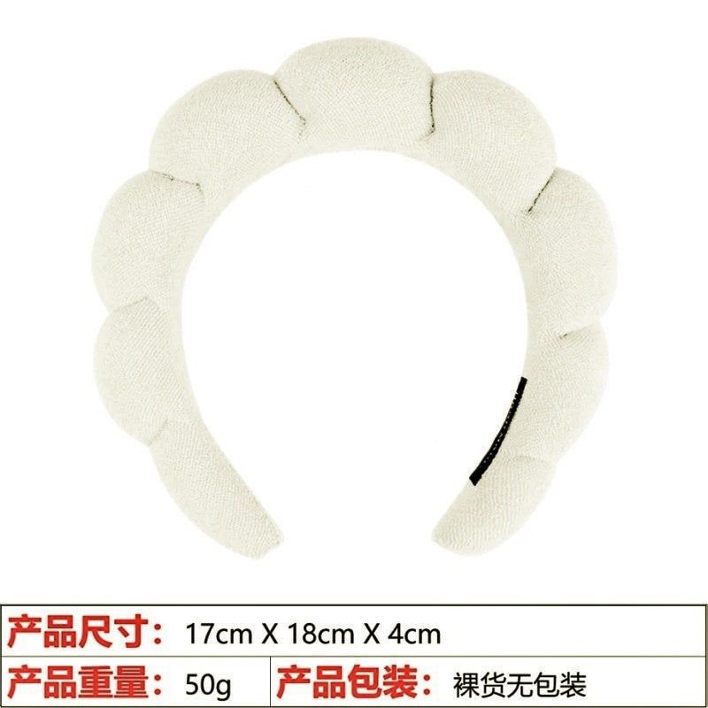 European and American cross-border hot-selling high-top hair accessories for women to wash their faces and bathe, cloud sponge headbands for makeup removal and hair ties