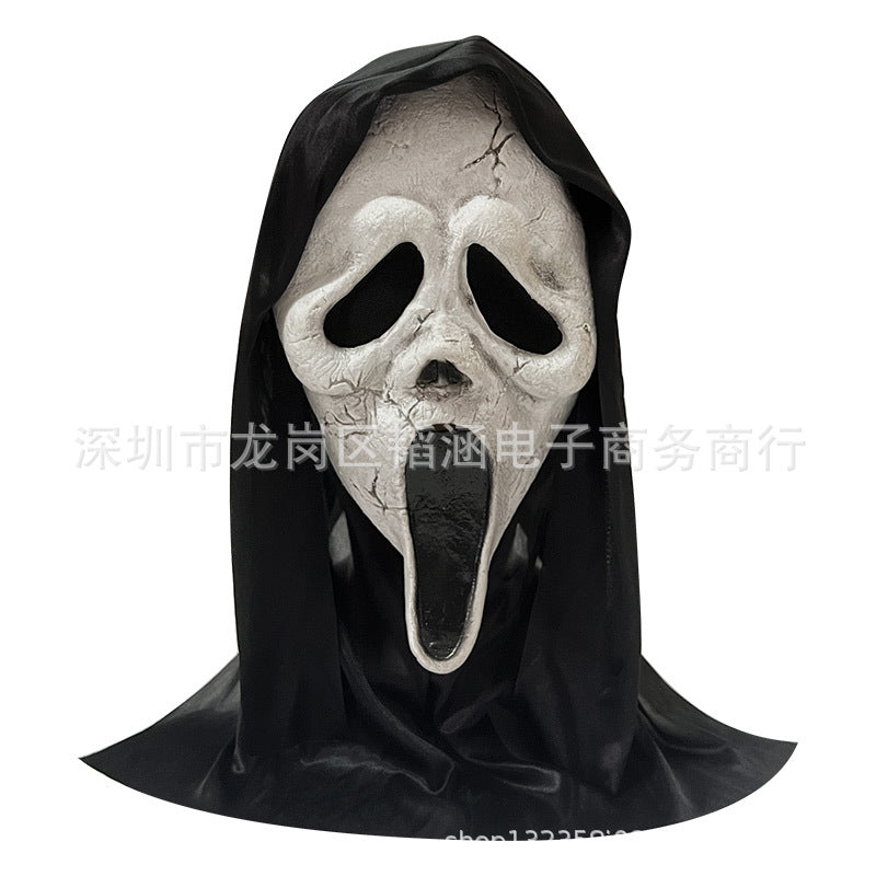 Screaming mask cos horror skull headgear metamorphosis horror white ghost face ghost festival halloween head cash