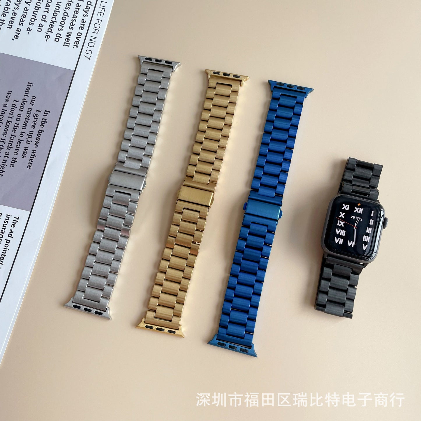 Suitable for Apple Watch 7 Apple Watch iwatch654321SE Metal Strap Stainless Steel Strap Chain