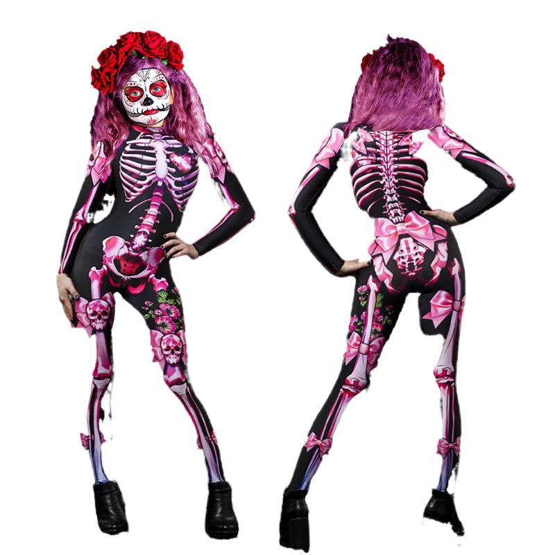 FC635 Spot Explosive 2022 Amazon Halloween Costume European and American Ball Skeleton Parent-Child Dress Jumpsuit Female