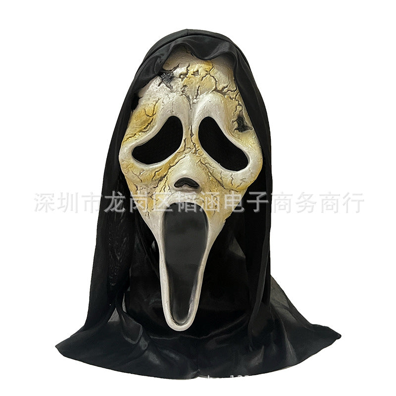 Screaming mask cos horror skull headgear metamorphosis horror white ghost face ghost festival halloween head cash