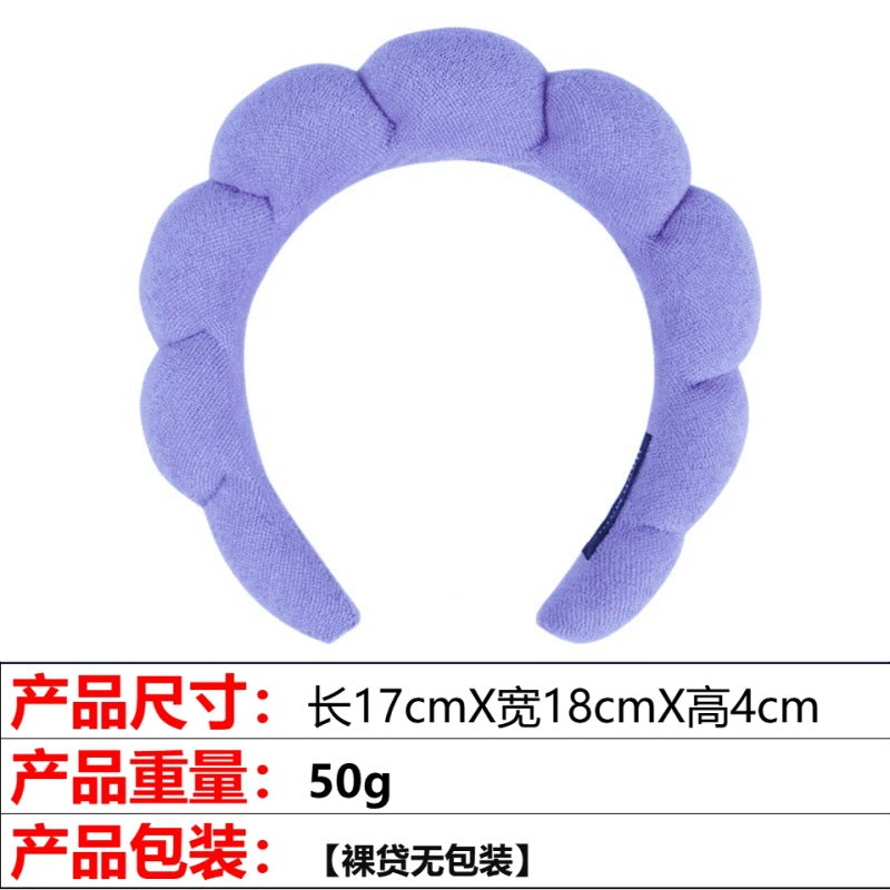 European and American cross-border hot-selling high-top hair accessories for women to wash their faces and bathe, cloud sponge headbands for makeup removal and hair ties