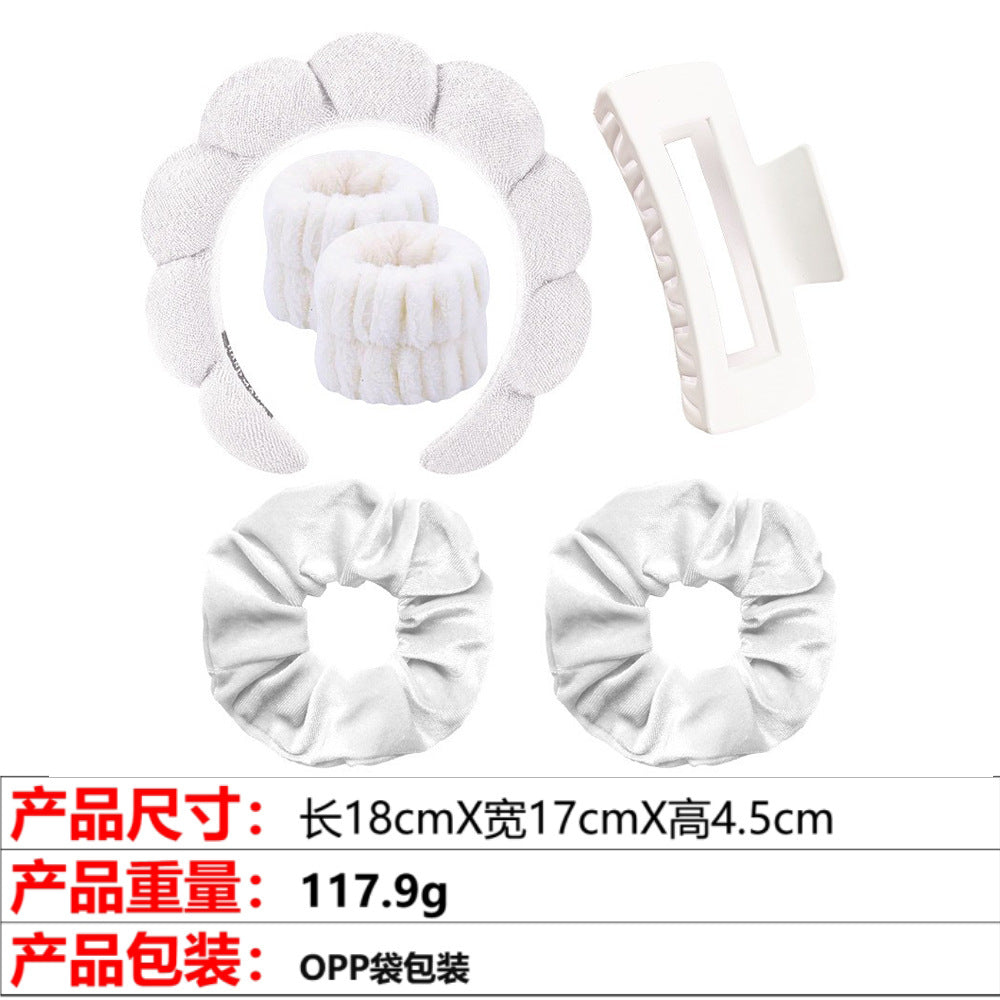 European and American cross-border hot-selling high-top hair accessories for women to wash their faces and bathe, cloud sponge headbands for makeup removal and hair ties