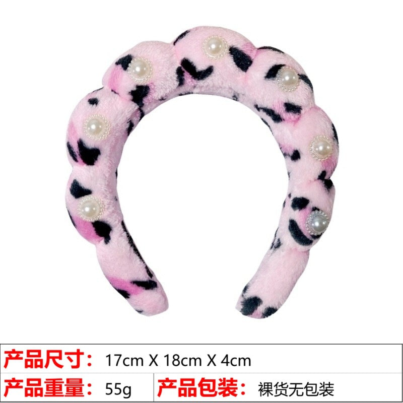 European and American cross-border hot-selling high-top hair accessories for women to wash their faces and bathe, cloud sponge headbands for makeup removal and hair ties